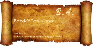 Bordács Anna névjegykártya