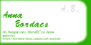 anna bordacs business card